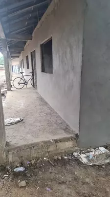 The outside of the new classroom block has been plastered.